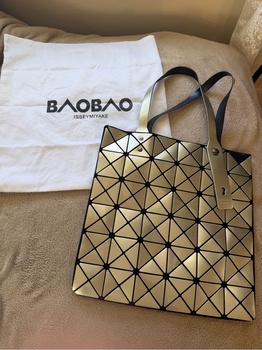 Issey Miyake silver Geometric BAOBAO Tote with Black Trim - Picture 12 of 12
